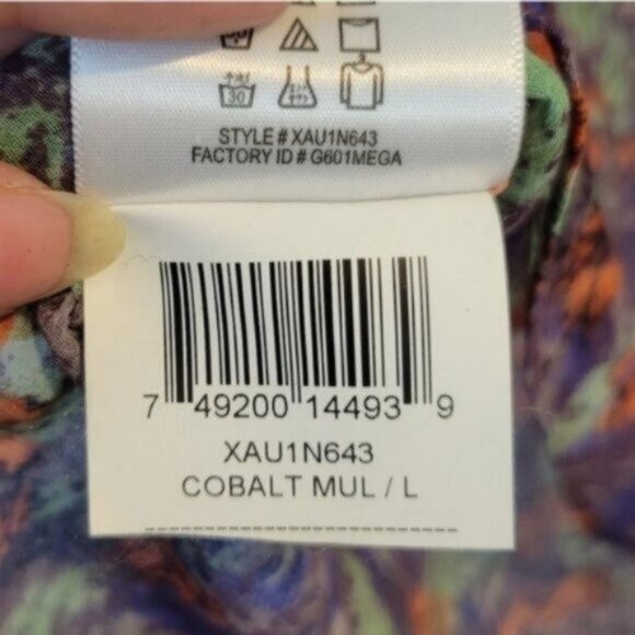 BCBG Generation Sheer Multicolor Water Color Cut Out Back High Low Blouse - Picture 5 of 9